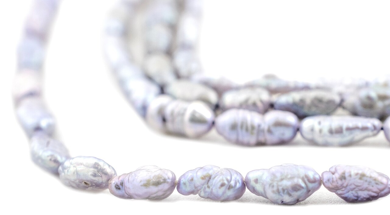 The Bead Chest Vintage Japanese Rice Pearl Beads: Authentic Craft Beading Supplies | Grey | Full Strand